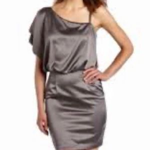 Jessica Simpson gray one-shoulder party dress